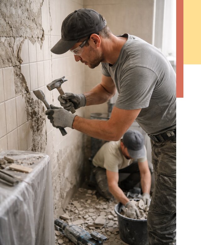 Демонтаж плитки со стен в Шебекино от 865 руб. — быстро и недорого | ОТДЕЛОЧНИК-Шбк