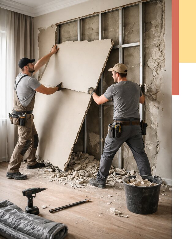 Демонтаж гипсокартона со стен в Шебекино от 356 руб. — услуги демонтажа | ОТДЕЛОЧНИК-Шбк