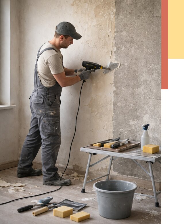 Очистка стен от клея в Шебекино от 1883 руб. — снятие и удаление клея со стен | ОТДЕЛОЧНИК-Шбк