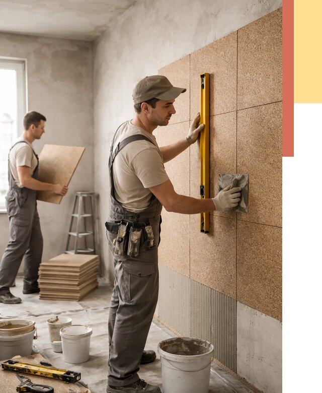 Монтаж пробковых панелей на стены в Шебекино от 3563 руб. — ОТДЕЛОЧНИК-Шбк