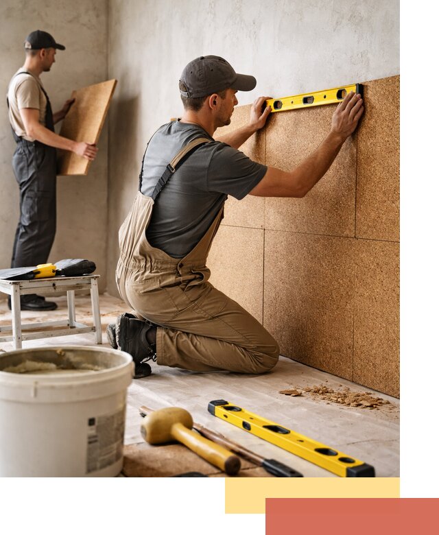 Монтаж пробковых панелей на стены в Шебекино быстро и качественно