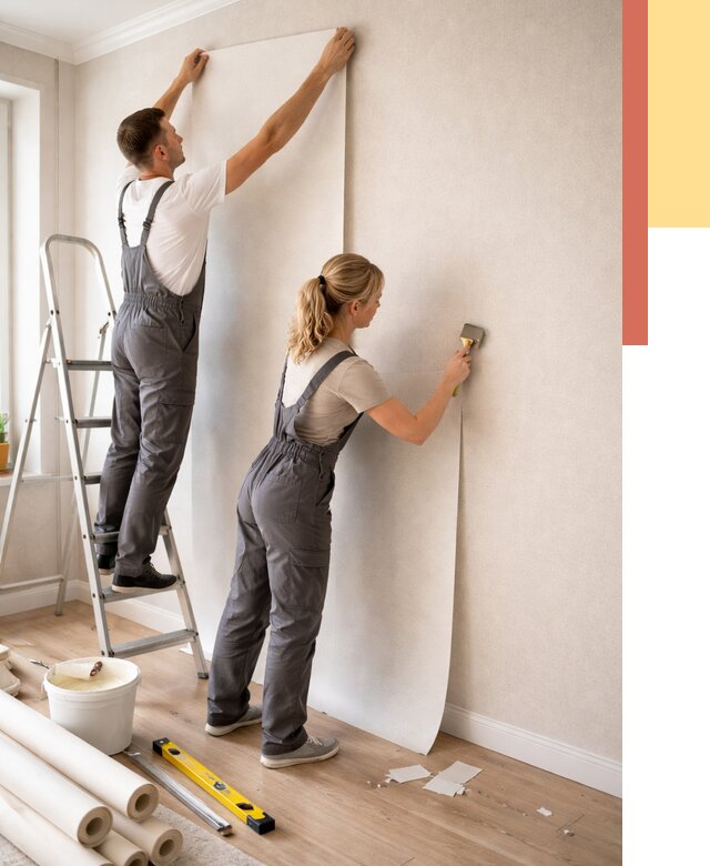 Поклейка флизелиновых обоев в Шебекино от 6109 руб. | Быстро и недорого — ОТДЕЛОЧНИК-Шбк