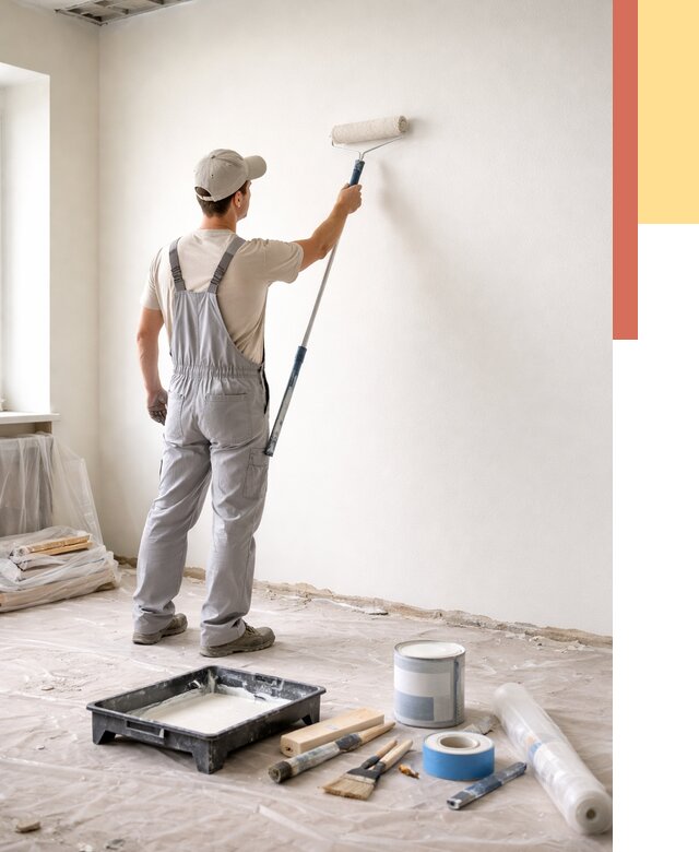 Покраска стен водоэмульсионной краской в Шебекино от 458 руб. за м² | ОТДЕЛОЧНИК-Шбк