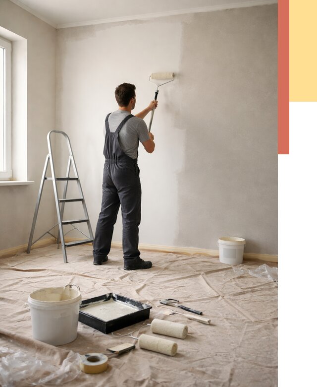 Покраска стен моющейся краской в Шебекино от 356 руб./м² — быстро и недорого | ОТДЕЛОЧНИК-Шбк