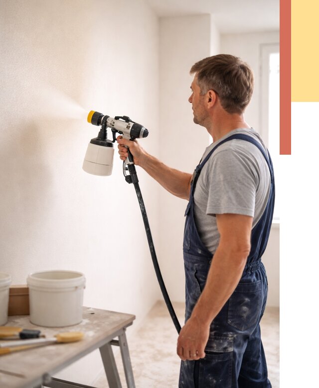 Покраска стен краскопультом в Шебекино от 7636 руб. — механизированная покраска | ОТДЕЛОЧНИК-Шбк