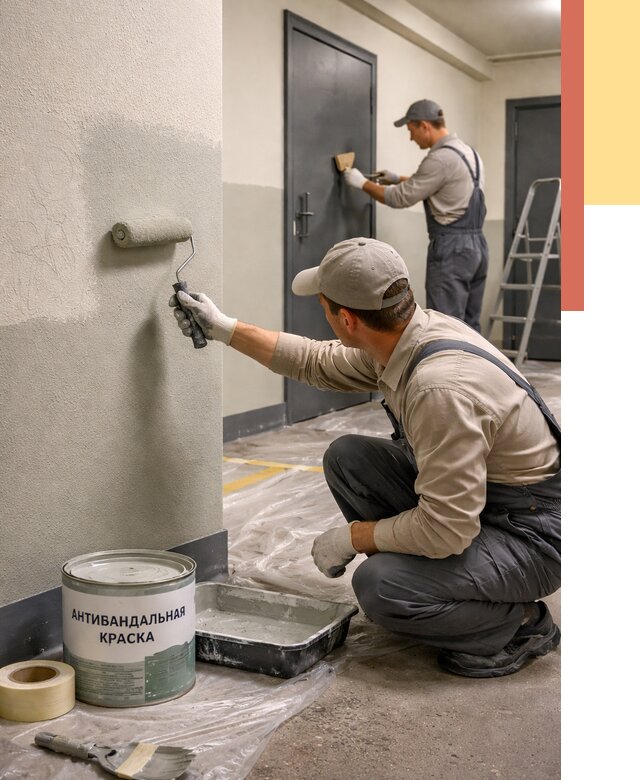 Покраска стен антивандальной краской в Шебекино от 4581 руб./м² под ключ | ОТДЕЛОЧНИК-Шбк