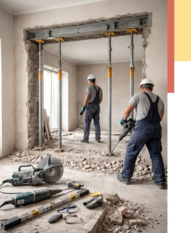 Прорезка проема в стене в Шебекино от 4581 руб. — быстро и недорого | ОТДЕЛОЧНИК-Шбк