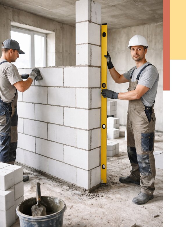 Кладка перегородок из пеноблока в Шебекино от 1833 руб. под ключ | ОТДЕЛОЧНИК-Шбк