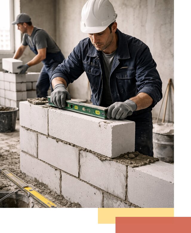 Кладка перегородок из пеноблока под ключ в Шебекино