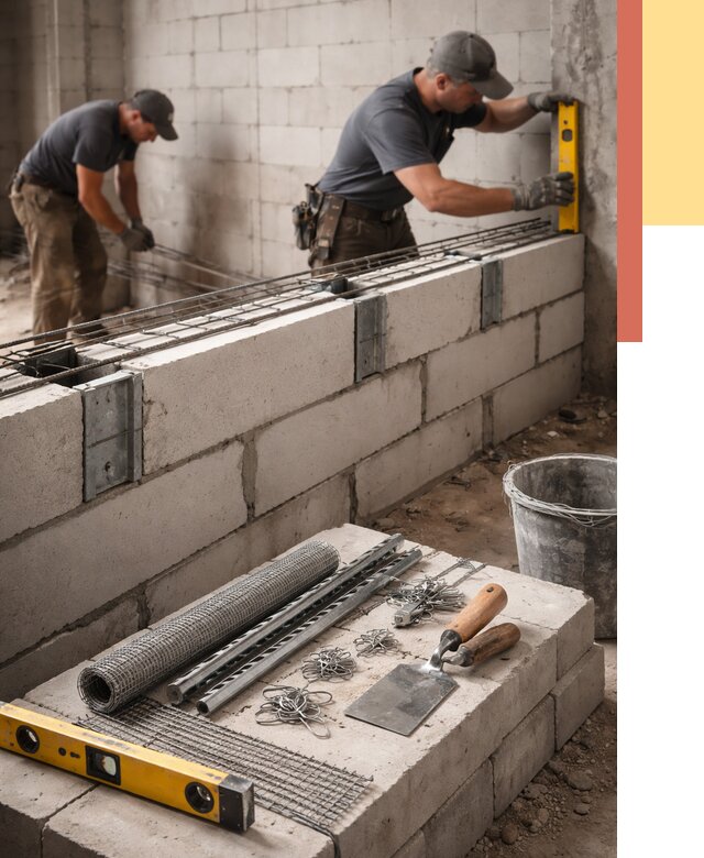 Армирование кладки перегородок в Шебекино от 764 руб. под ключ | ОТДЕЛОЧНИК-Шбк