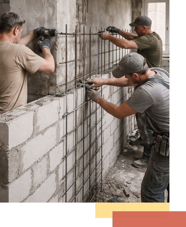 Армирование кладки перегородок в Шебекино профессионально и надёжно