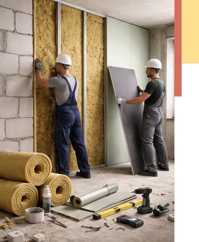 Шумоизоляция перегородок из блоков в Шебекино от 1883 руб./м² — быстро и недорого | ОТДЕЛОЧНИК-Шбк