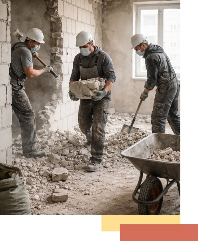 Демонтаж блочных перегородок в Шебекино быстро и аккуратно