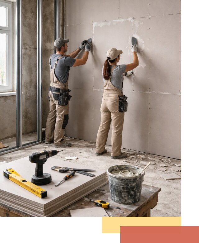 Монтаж двухслойной перегородки из гипсокартона в Шебекино