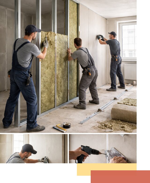 Перегородка из гипсокартона с шумоизоляцией в Шебекино — монтаж под ключ