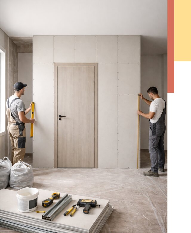 Перегородка из гипсокартона с дверью в Шебекино от 4581 руб. под ключ | ОТДЕЛОЧНИК-Шбк