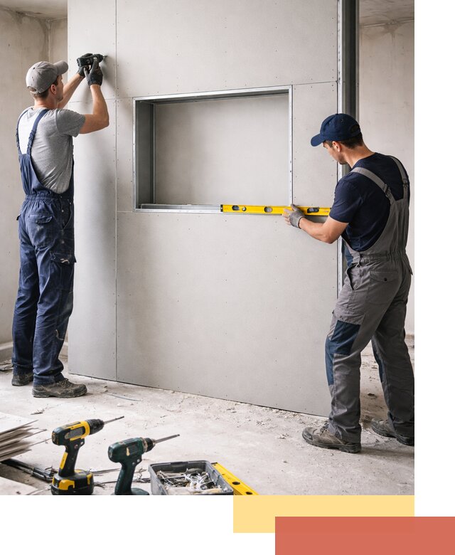 Перегородка из гипсокартона с нишей под декор в Шебекино