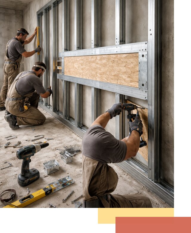 Усиленная перегородка для крепления тяжёлых конструкций в Шебекино