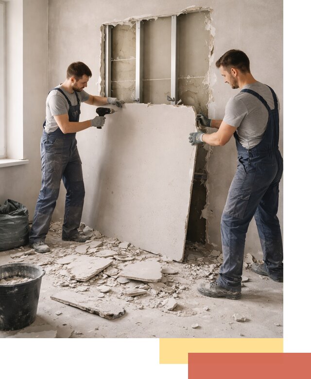 Демонтаж перегородки из гипсокартона в Шебекино быстрый и аккуратный