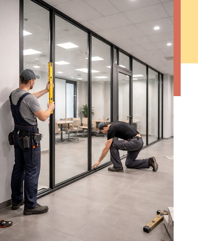 Каркасные стеклянные перегородки в Шебекино под ключ от 9367 руб. | ОТДЕЛОЧНИК-Шбк