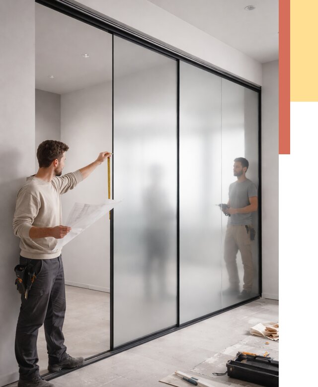 Матовые стеклянные перегородки в Шебекино от 8654 руб. — монтаж и установка | ОТДЕЛОЧНИК-Шбк