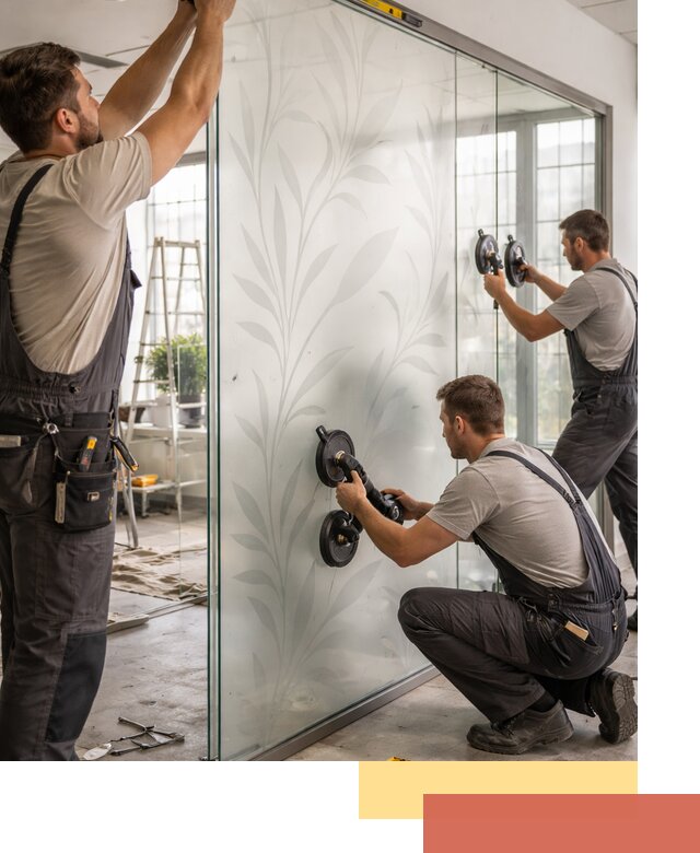 Стеклянные перегородки с рисунком на заказ в Шебекино