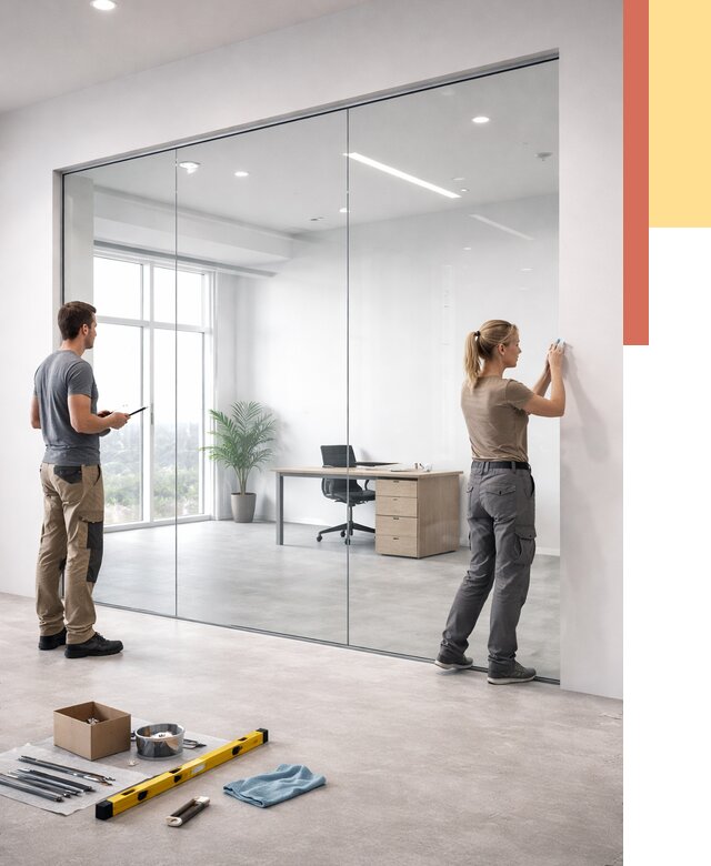 Перегородки из закаленного стекла в Шебекино от 9672 руб. под ключ | ОТДЕЛОЧНИК-Шбк