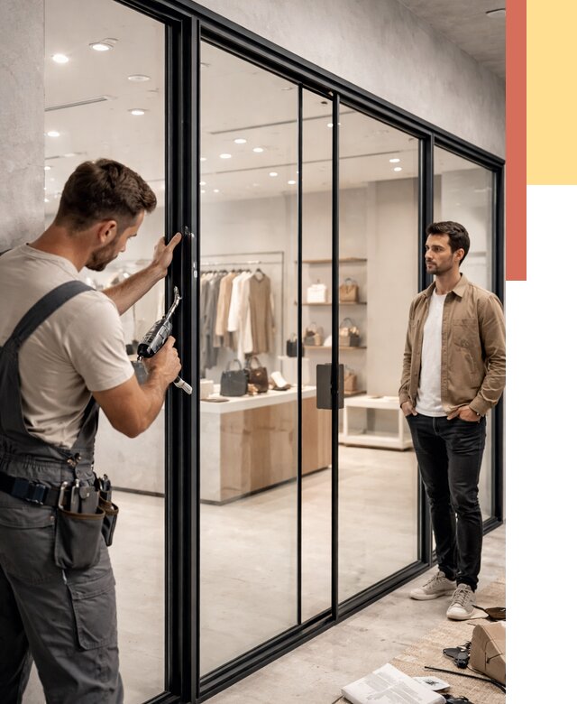 Стеклянные перегородки для магазинов в Шебекино от 8348 руб. под ключ | ОТДЕЛОЧНИК-Шбк