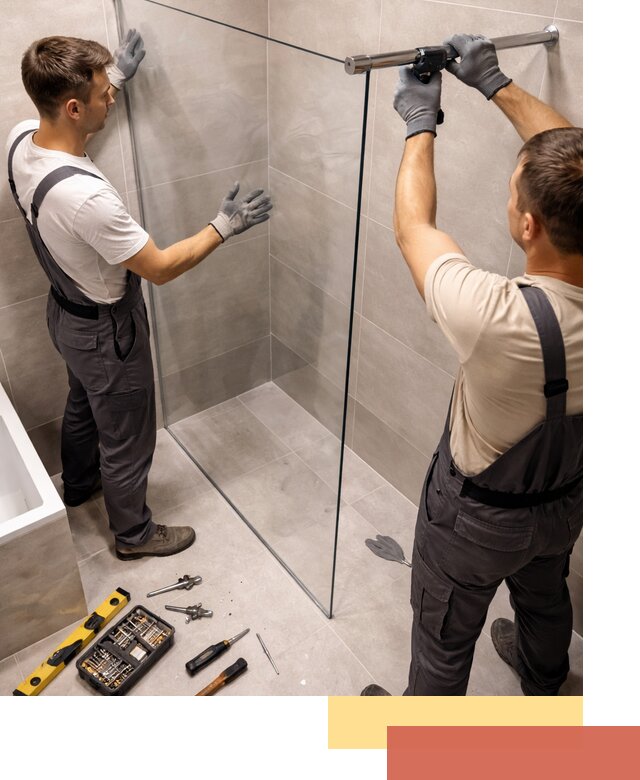 Стеклянные перегородки для душа в Шебекино — изготовление и монтаж