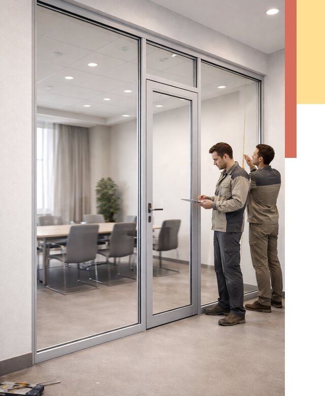 Установка и монтаж алюминиевых перегородок со стеклом в Шебекино от 8348 руб. | ОТДЕЛОЧНИК-Шбк