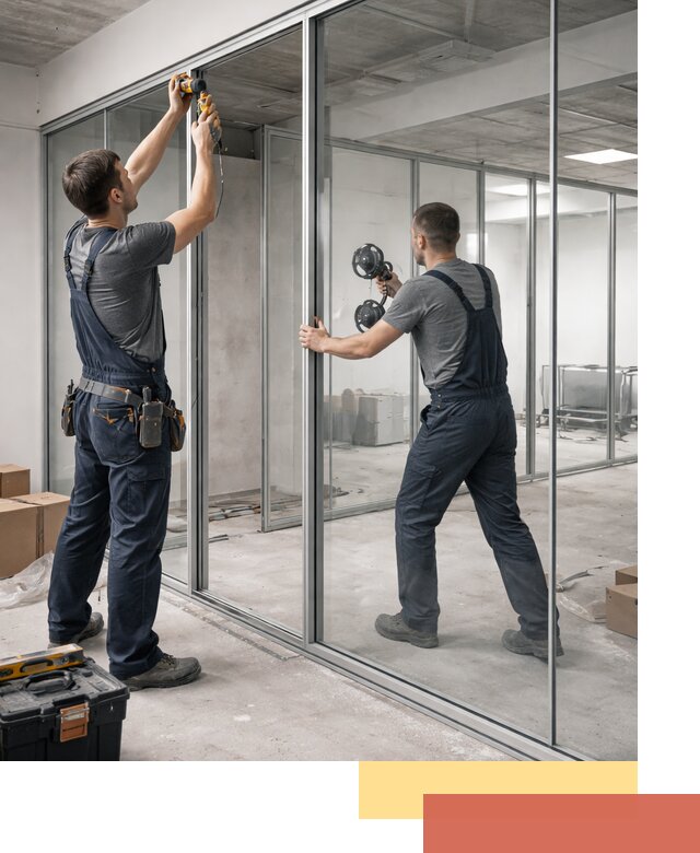 Алюминиевые перегородки со стеклом в Шебекино — изготовление и монтаж