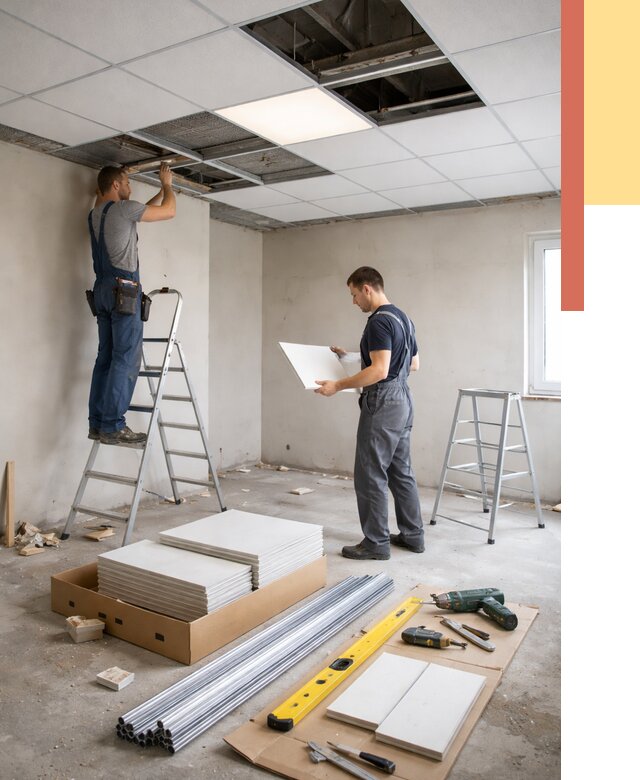 Монтаж потолка армстронг в Шебекино от 4581 руб/м2 — быстрая установка под ключ | ОТДЕЛОЧНИК-Шбк