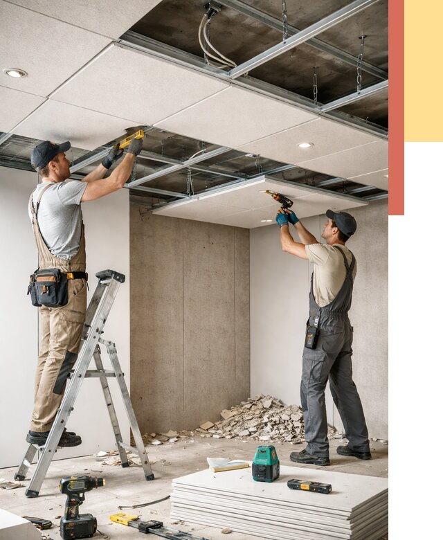 Монтаж акустического потолка в Шебекино от 6618 руб/м2 — быстро и недорого | ОТДЕЛОЧНИК-Шбк