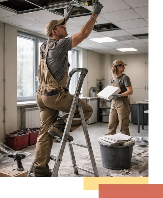 Ремонт потолка Армстронг и замена плит в Шебекино