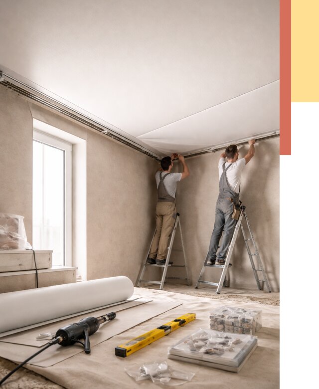 Монтаж натяжного потолка в спальне в Шебекино от 3869 руб. под ключ | ОТДЕЛОЧНИК-Шбк