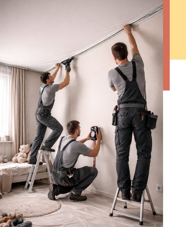 Монтаж натяжного потолка в детской в Шебекино от 3563 руб. — быстро и недорого | ОТДЕЛОЧНИК-Шбк