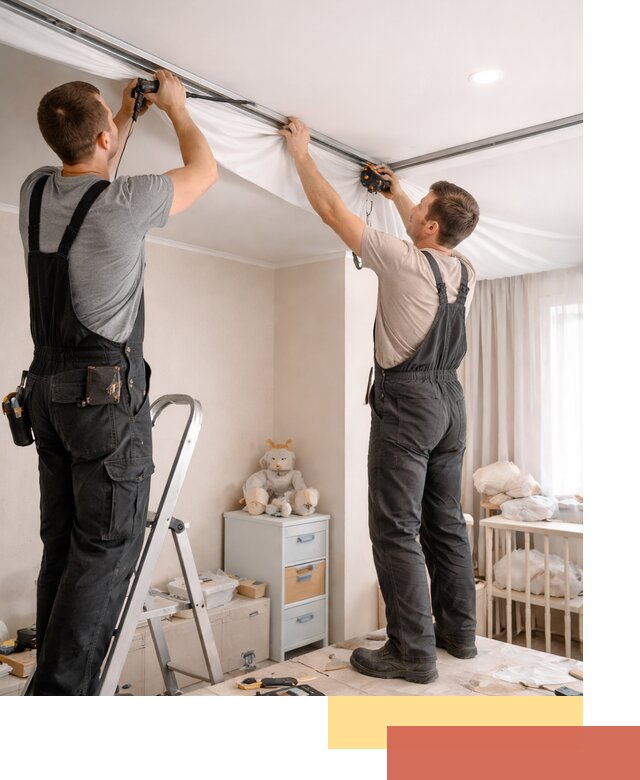 Монтаж натяжного потолка в детской комнате в Шебекино