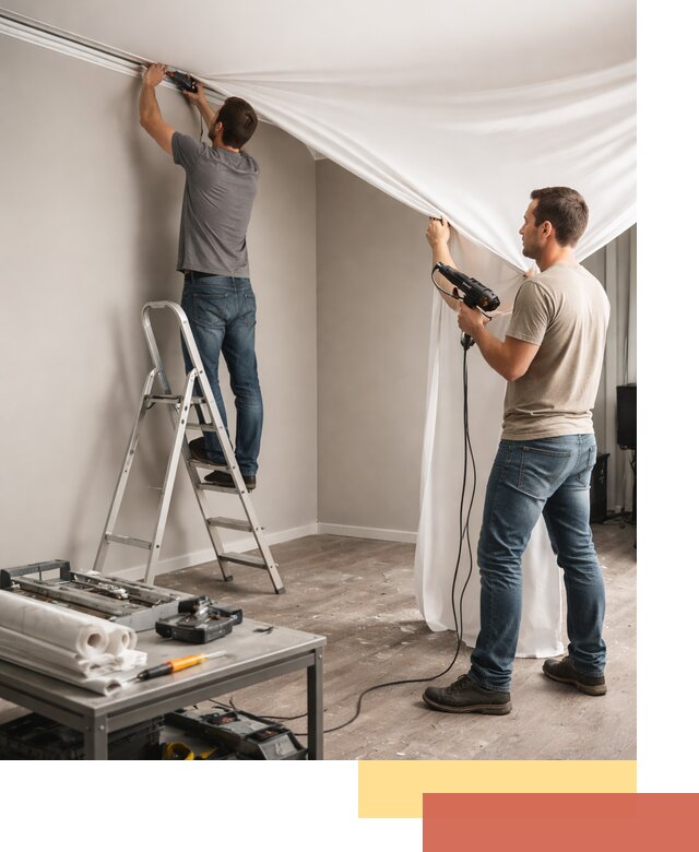 Монтаж натяжного потолка в студии в Шебекино