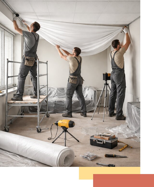 Монтаж натяжного потолка в офисе в Шебекино