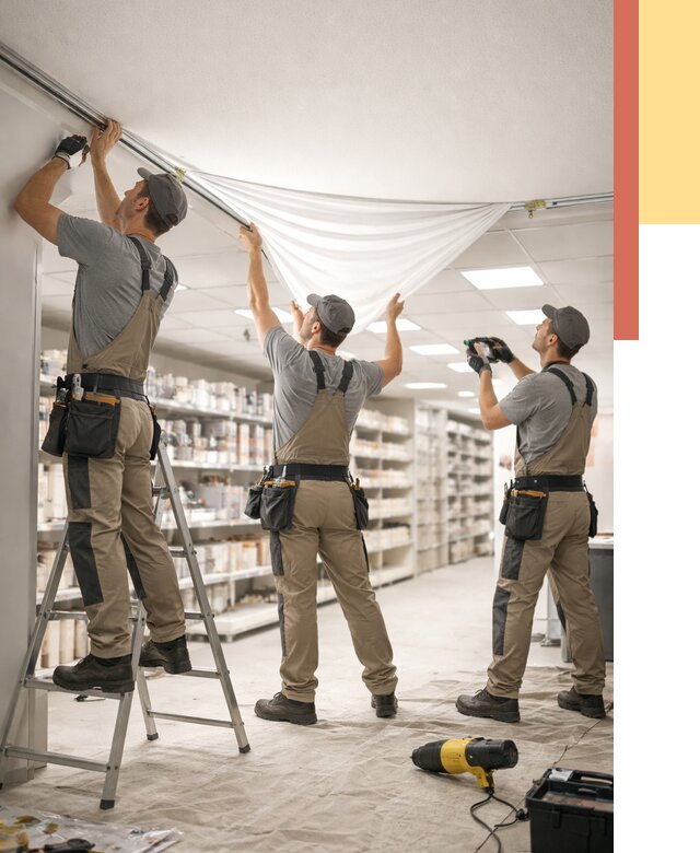 Монтаж натяжного потолка в магазине в Шебекино от 4581 руб. быстро и недорого | ОТДЕЛОЧНИК-Шбк