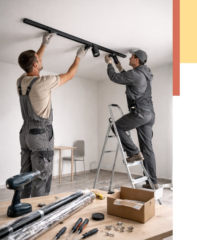 Установка трековых светильников в натяжной потолок в Шебекино от 4276 руб. | ОТДЕЛОЧНИК-Шбк