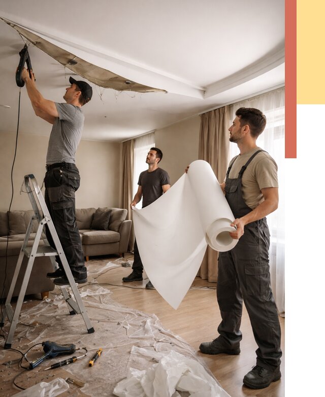 Замена полотна натяжного потолка в Шебекино от 9672 руб. быстро и недорого | ОТДЕЛОЧНИК-Шбк