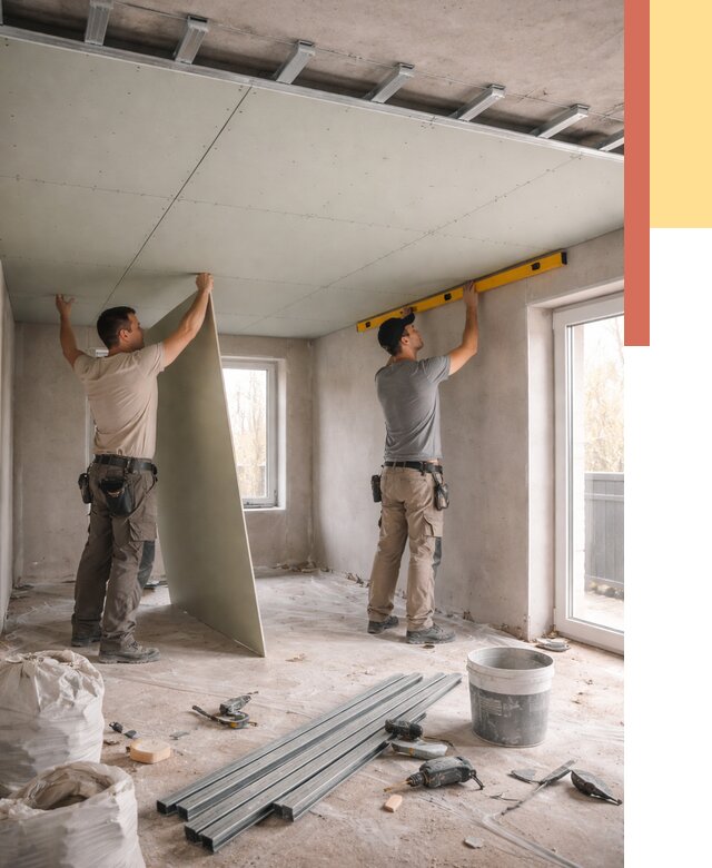 Одноуровневый потолок из гипсокартона в Шебекино от 764 руб. — монтаж под ключ | ОТДЕЛОЧНИК-Шбк