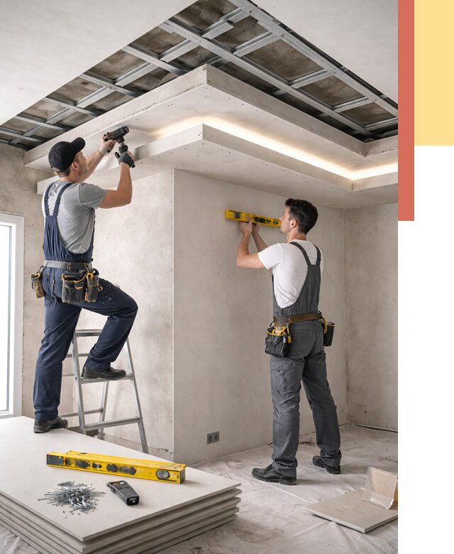 Двухуровневый потолок из гипсокартона в Шебекино от 1476 руб. под ключ | ОТДЕЛОЧНИК-Шбк