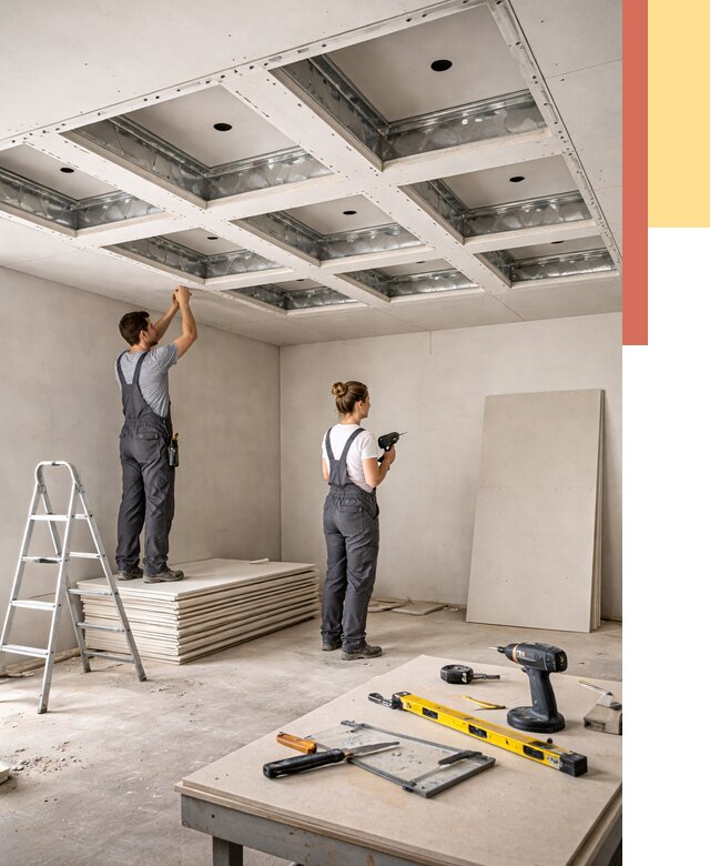 Кессонный потолок из гипсокартона в Шебекино от 1883 руб. — монтаж и под ключ | ОТДЕЛОЧНИК-Шбк