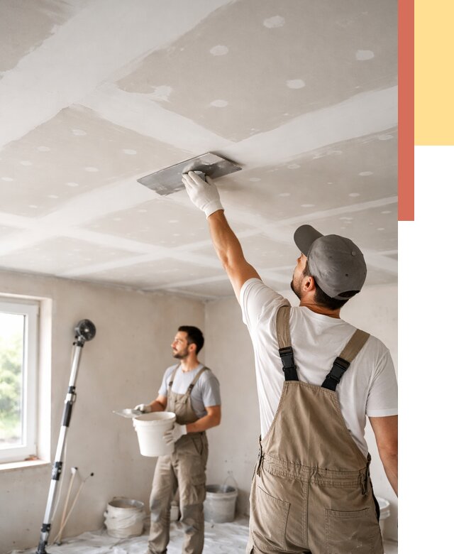 Шпаклевка потолка из гипсокартона в Шебекино от 3258 руб./м2 — услуги под ключ | ОТДЕЛОЧНИК-Шбк