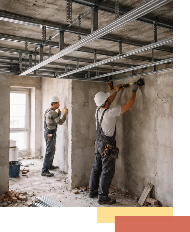 Монтаж каркаса потолка из профильного профиля в Шебекино